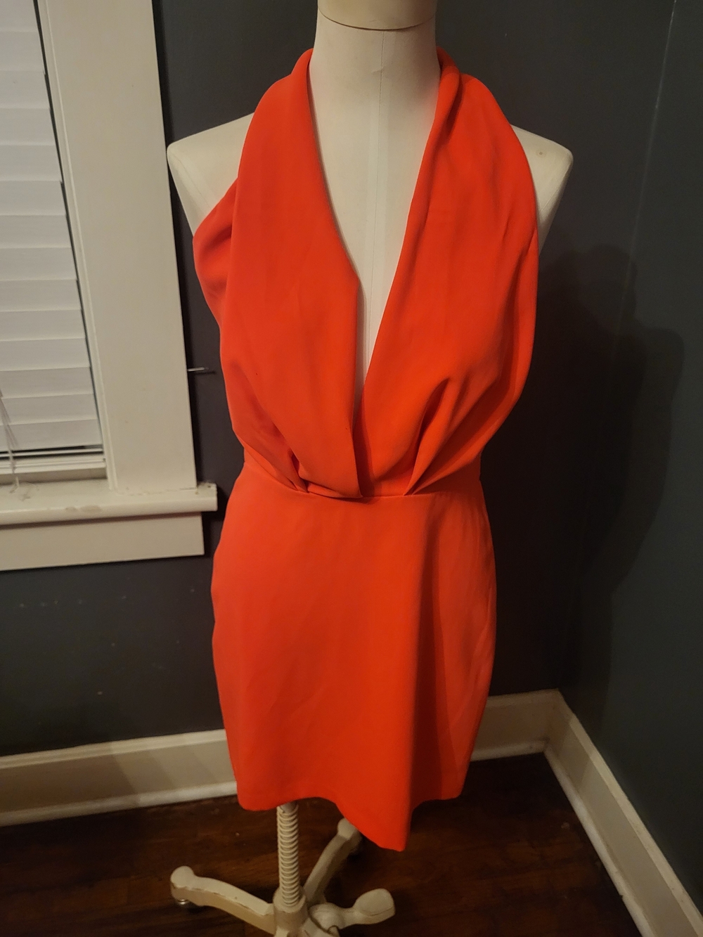 Amanda Uprichard Bright Orange Halter Mini Dress